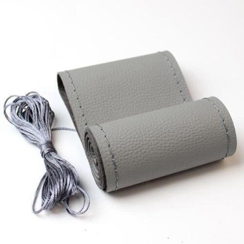 

Hand Sewing Car Handlebar Cover Steering Wheel Protective Cover Steering Wheel DIY сірий