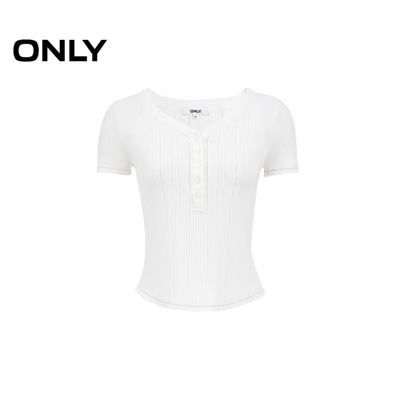 ONLY Women's V-Neck Short Sleeve Hollow Knit Sweater