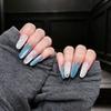 Korean-Style Blue Magnetic Light Wearable Nails, 2026 Moonlight White Zirconia False Nails