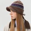 Fashion Women Windproof Warm Knitted Hat Coldproof Short Brim Peaked Cap Lady Cold Resistant Ear Protection Beanies Ski Caps