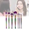 Gujhui Mermaid Makeup Brush Set 5 Pieces Nylon Brushes Long Handle Purple Hair Exquisite Design