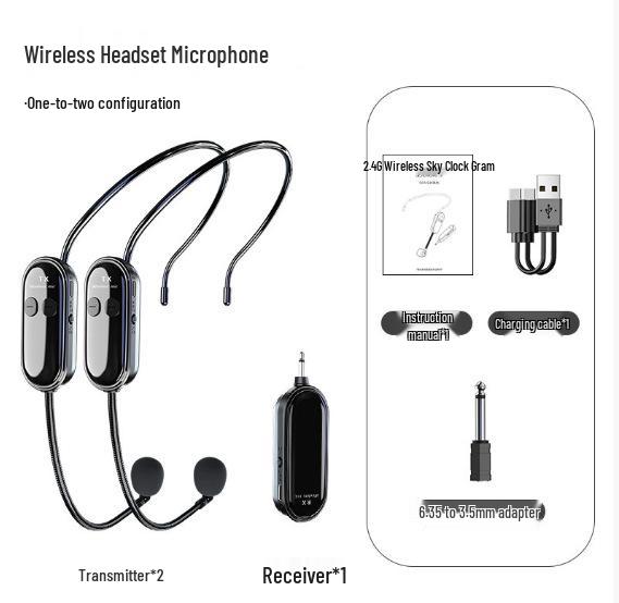 Universal Wireless Headset Microphone with Amplifier for Teachers and Tour Guides