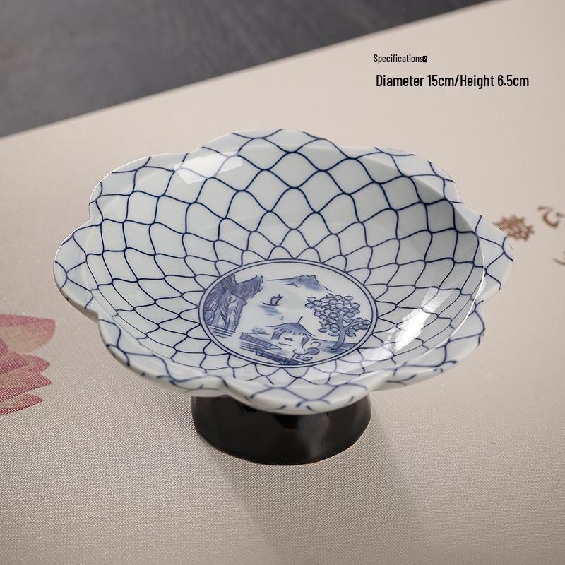Chinese Retro Blue & White Porcelain Fruit Plate
