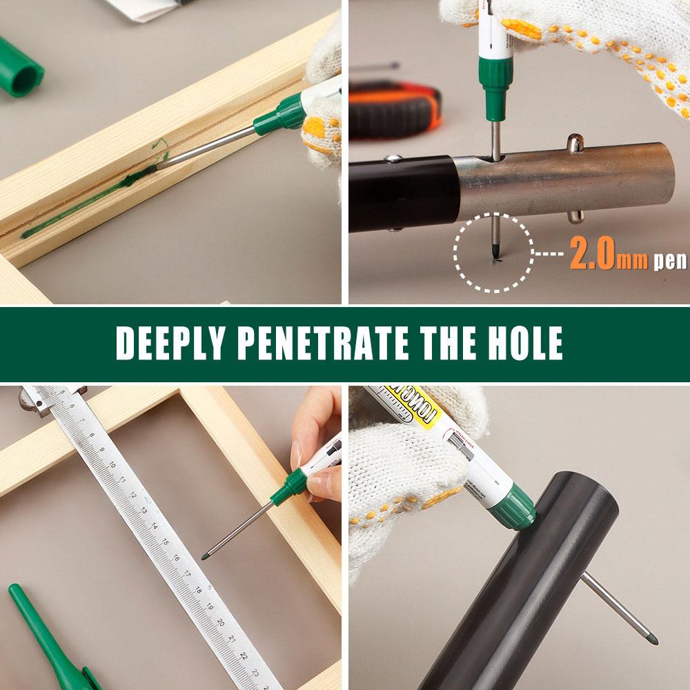 45mm Long Nib Marker,Carpenter's Deep Hole Marking Pen,2mm Tip,A Duration of 72 Hours,Waterproof Non-Erasable,Long Headed Pen