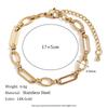 18K Gold-Plated Stainless Steel Paperclip and Rope Chain Bracelet for Women