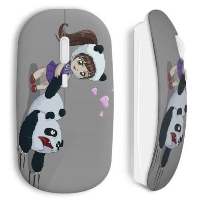 Souris Sans Fil - Panda - Petite Fille - Compatible Mac Et PC - Clé USB Incluse - Gris