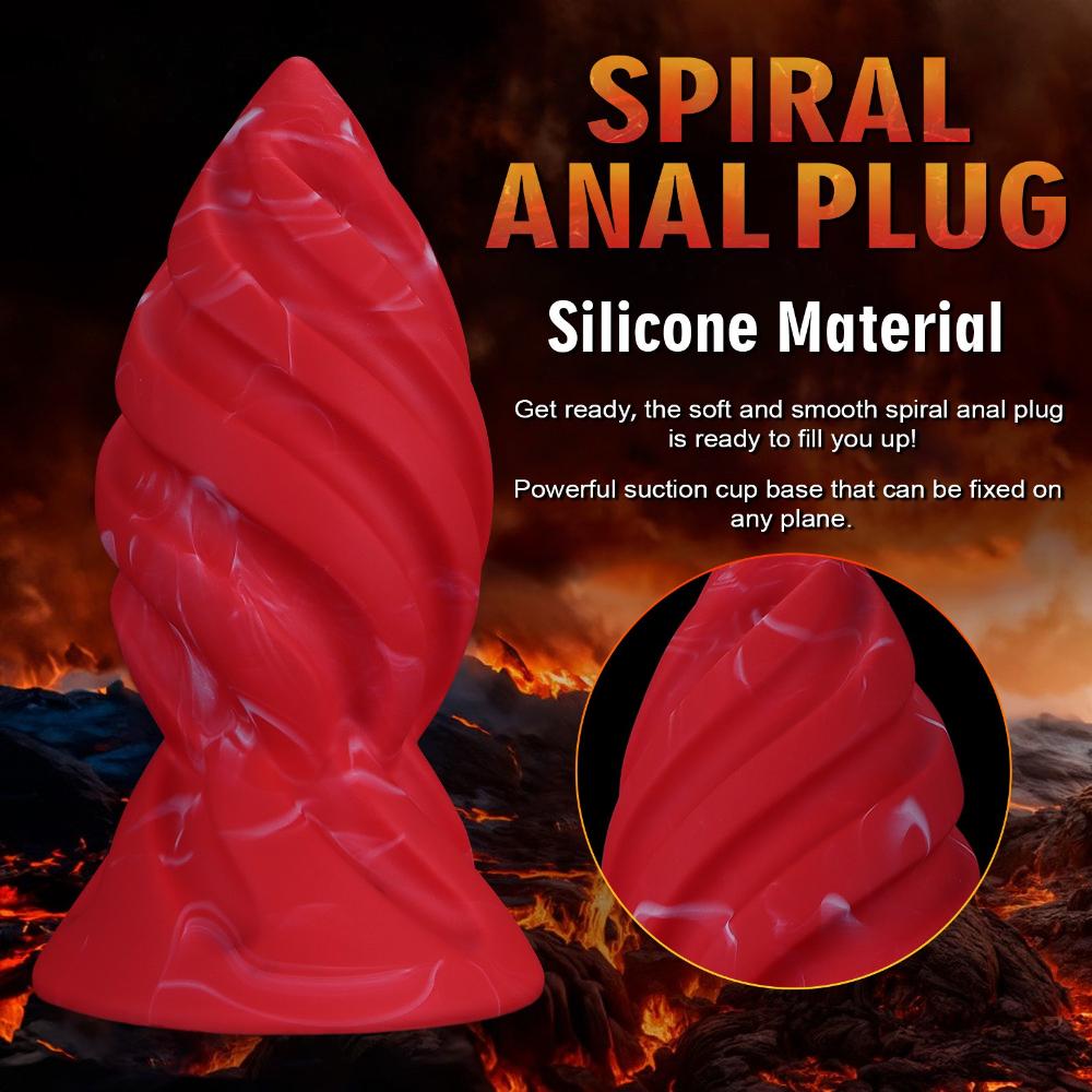 Large Ribbed Anal Plug - Rotatable Base for Easy Insertion, Silicone Anal Sex Toy for Men & Women