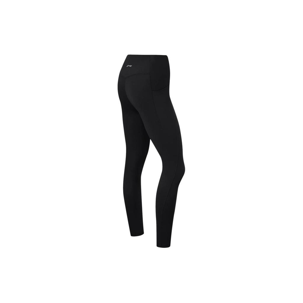 Li Ning Solid Color High Waist Tight Fitness Leggings Women leggings Black AULU020-3