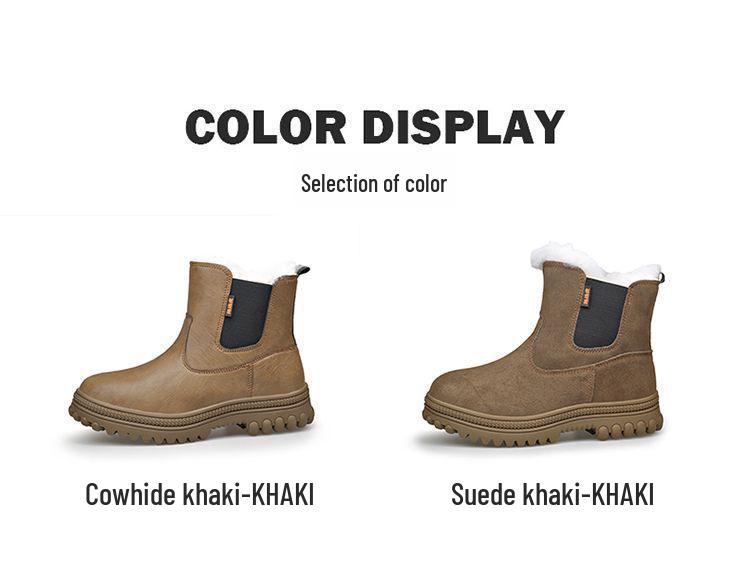 Men's Winter Wool High-Top Leather Snow Boots, Thick & Warm, Non-Slip Outdoor Mongolian Horse Style.