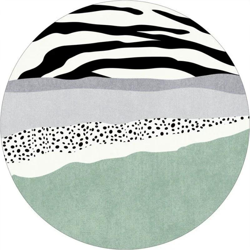 Modern Abstract Geometric Pattern Print Round Carpet Ins Style Rug for Living Room Sofa Coffee Table Decor Non-slip Floor Mat