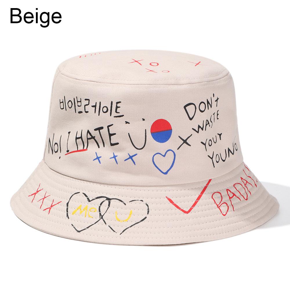Outdoor Summer Graffiti Letter Hip Hop Cap Kbelík Klobouk Rybář Klobouk Harajuku