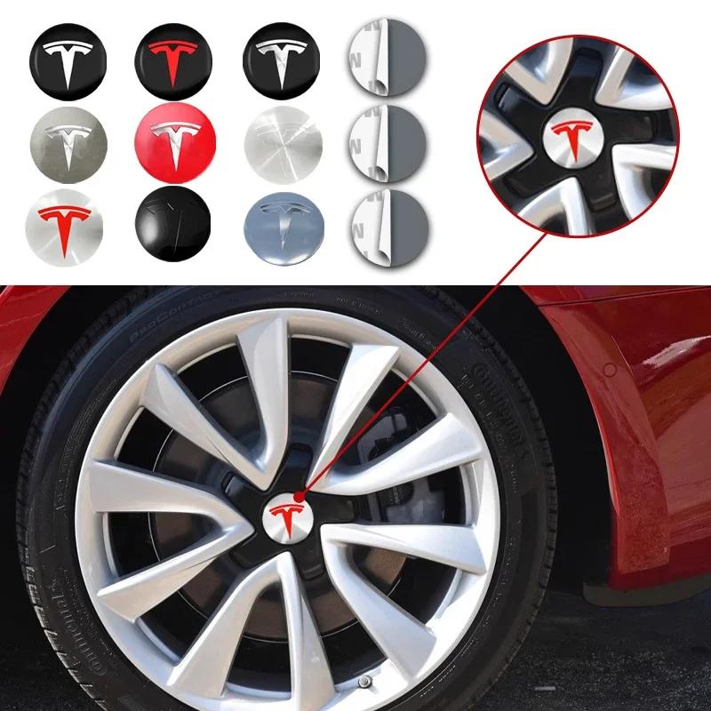 Adesivo per Auto Tesla 4pz 56mm Tappo Centrale Cerchio Tesla Logo Adesivo di Alta Qualità per Tesla Model 3 Y S X Adesivo Personalizzato per Auto