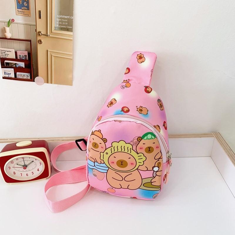 Childrens Crossbody Capybara Bag Cute Cartoon Design Lightweight Material Nylon