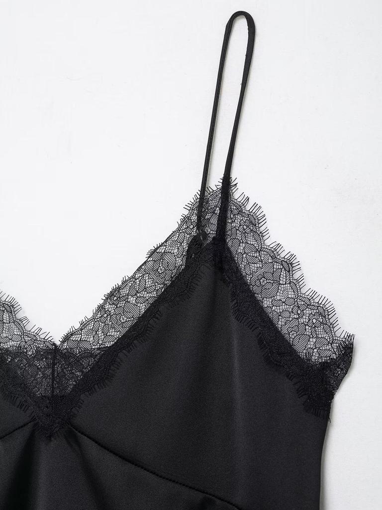 Silk Satin Lace-Trim Camisole Top for Women