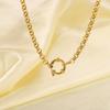 Simple Minimalist Choker Necklace Stainless Steel Collarbone Chain Circular Pendant Necklace  Gift