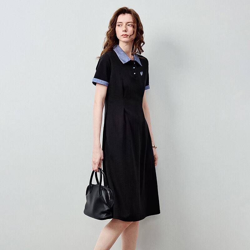 Chuyu Women's Denim Collar A-Line Polo Dress
