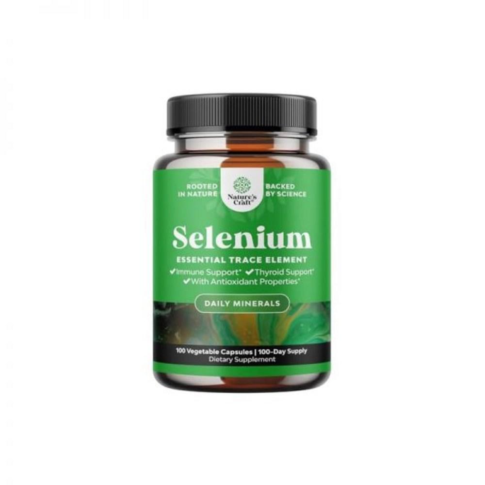 Yeast-Free Selenium 200 Microgram Capsules Powerful Supplement Antioxidant and Thyroid Essential Trace Mineral Vegan | 100 pcs 1 Tablet