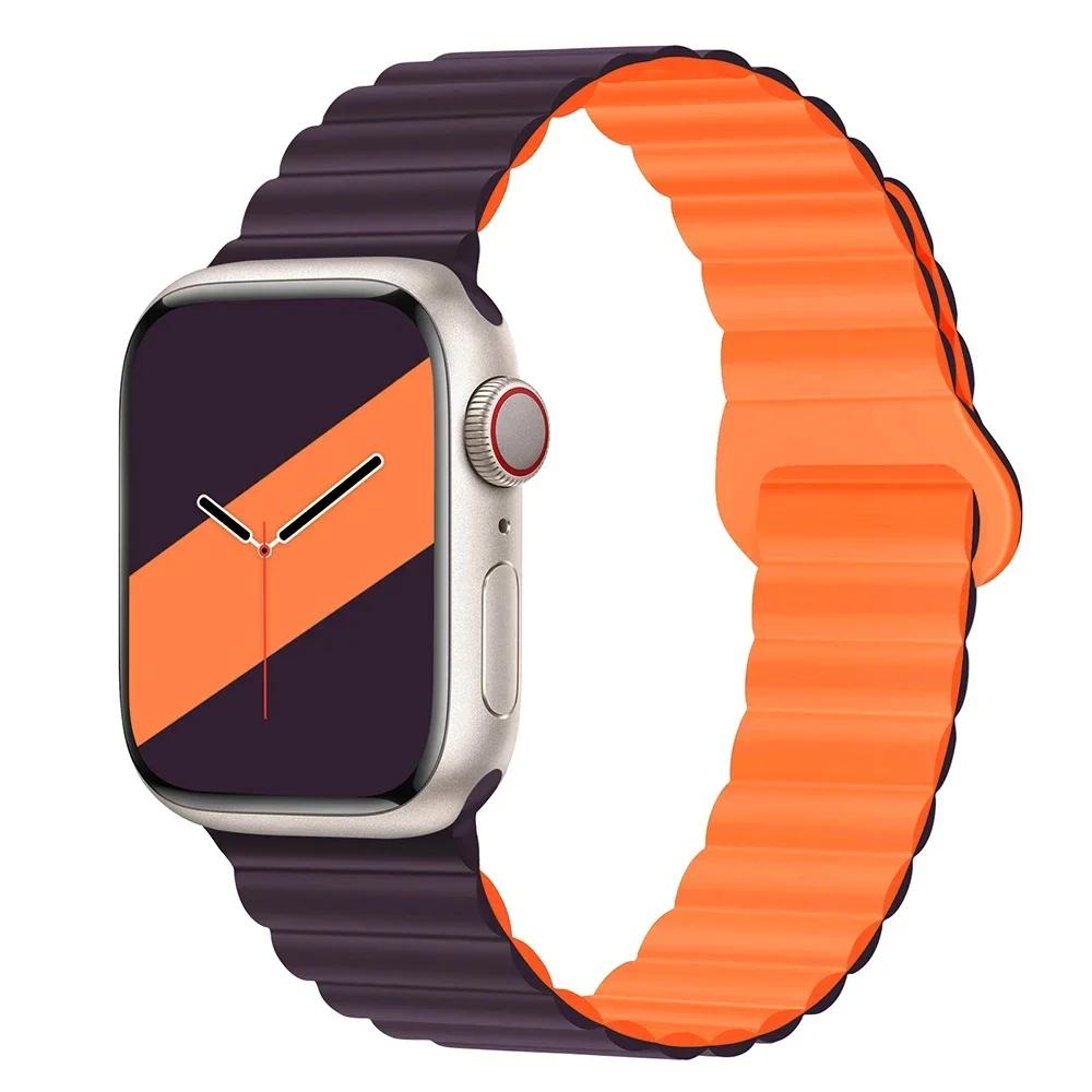 Magnetyczny Pasek Silikonowy Sportowy Bransoletki Do Apple Watch 41mm 42mm 44mm 45mm 46mm 49mm iWatch Seria 11 10 9 8 7 6 5 4se