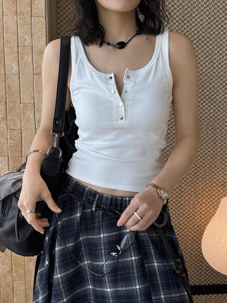 Xu Man Spring Retro Button-Up Cropped Vest - Slimming Fashion Top for Women