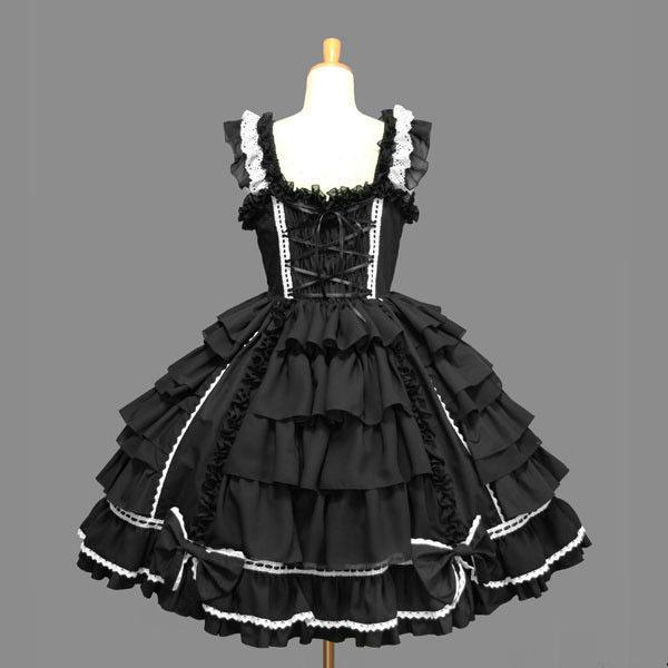 Girls Lace Punk Sexy Woman Clothing Lolita Victorian Corset Black Gothic Dress