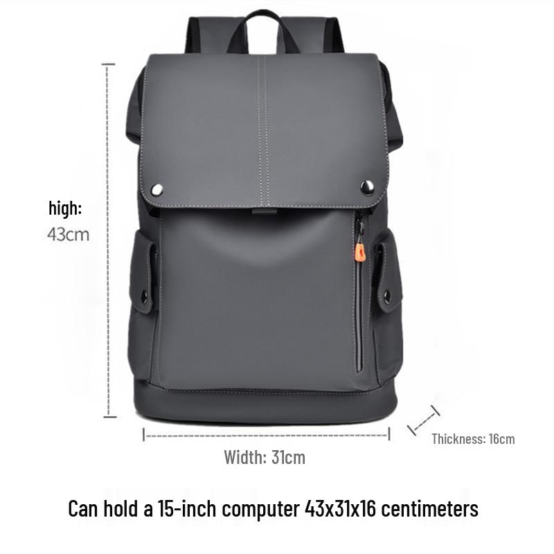 Men's Large Capacity PU Leather Travel Backpack with Functional Workwear Design