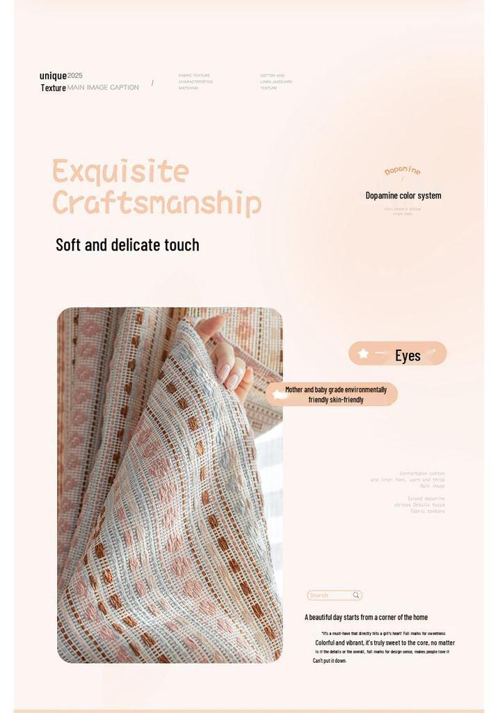 Xiaohongshu Fair Isle Dopamine Curtains for Kids' Rooms: Color-Woven Fabric & Gauze Options for Boys and Girls Bedrooms