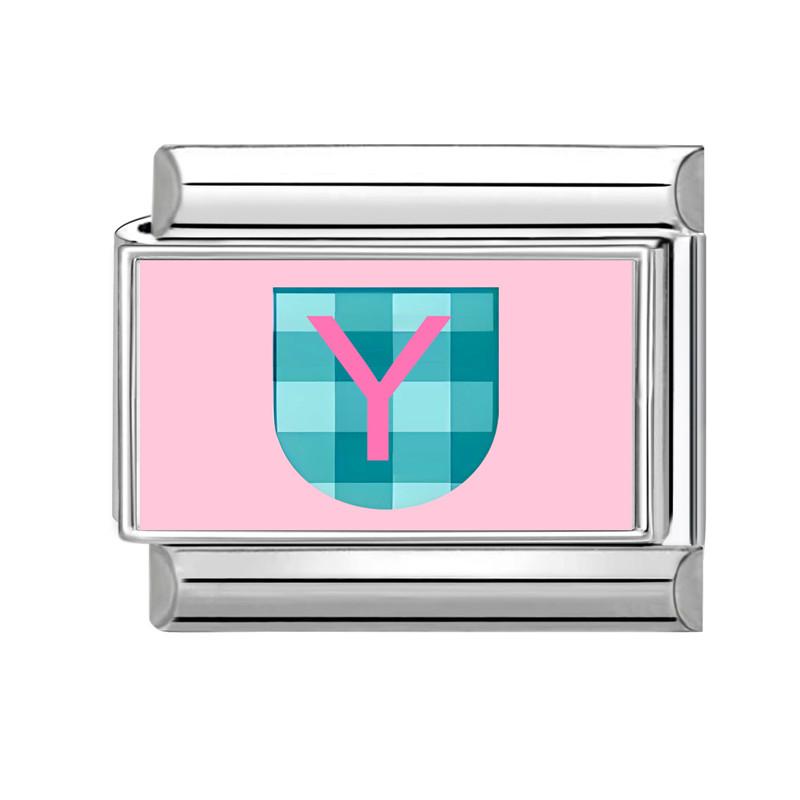 New Lovely 26 English Letter Pink Italian Charm Links Fit 9MM Stainless Steel Bracelet Women Men DIY Birthday Making Gift