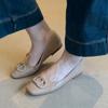 Sheepskin Leather Shoes Versatile Flat-soled Grandma Shoes Women's Shallow Mouth Square Head One Pedal Commuting Mary Jane Single Shoes