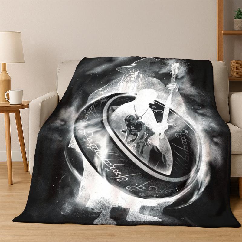 Movie L-Lord of The Rings H-Hobbit Flannel Blanket Soft Warm Blanket Throw Blanket for Bedroom Living Room Bed Picnic Gift Kid