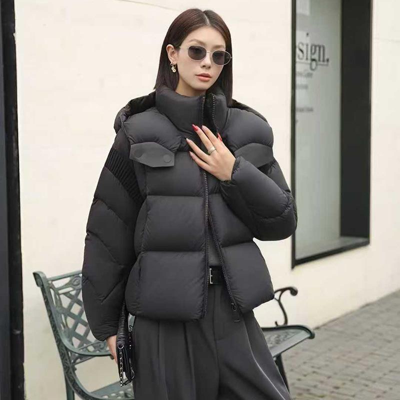 Chaqueta acolchada con capucha para mujer, moda de invierno, plumón de pato blanco engrosado, chaqueta pequeña tipo pan engrosada, tendencia