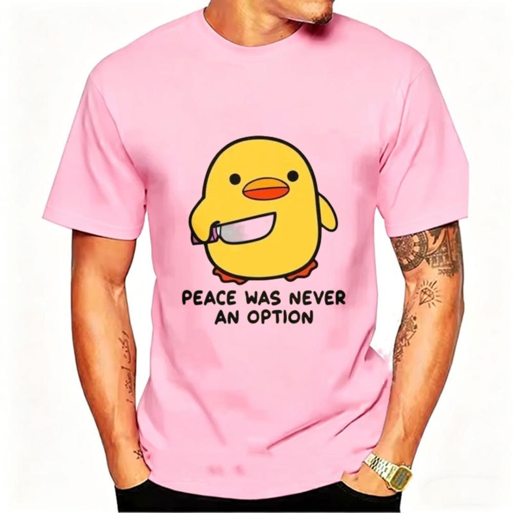 Funny Peace Was Never An Option Cute Animal Tshirt Funny Goose Graphic T Shirts Summer Casual Short Sleeve Tops Unisexs Clothing