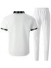 Men's Plaid Color Block Waffle Short Sleeve Cardigan Shirt & Long Pants Casual Set