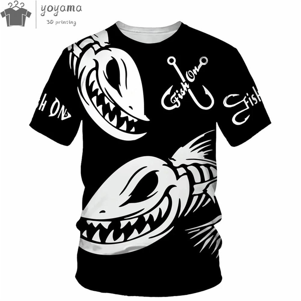 Summer Men's T-shirt 3D Catfish Print Short Sleeved Outdoor Fishing Sports Fashionable Casual Round Neck Top Oversized T-shirt
