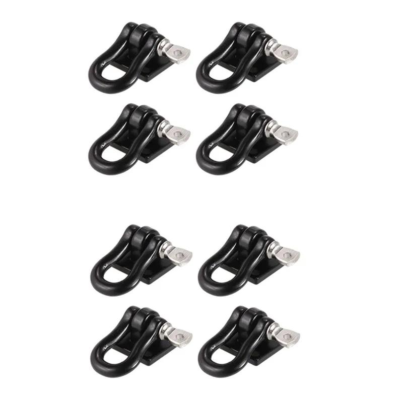 8X Metal Climbing Trailer Tow Hook Hooks Buckle, Winch Shackles Accessory For 1/10 Scale RC Crawler Truck D90 SCX10,Red Black