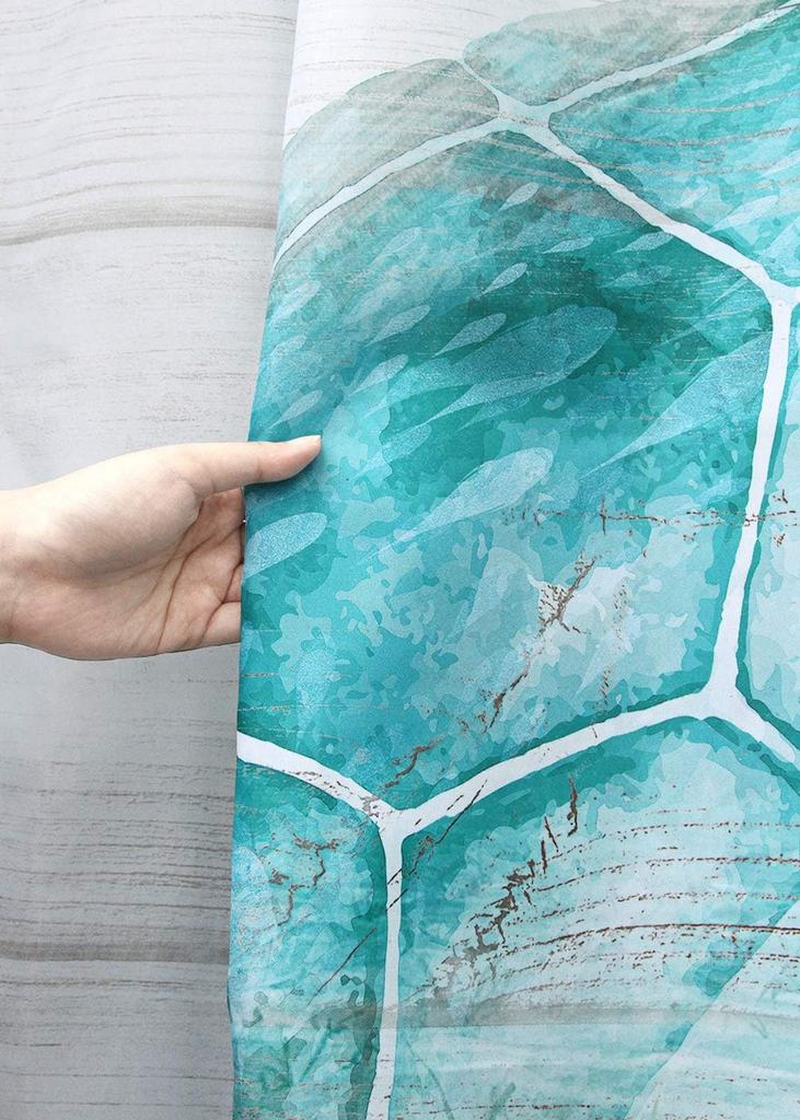 Blue Ocean Shower Curtains For Bathroom Stall Rv Coastal Beach Decoration Teal Sea Turtle Curtain Set With Hooks,