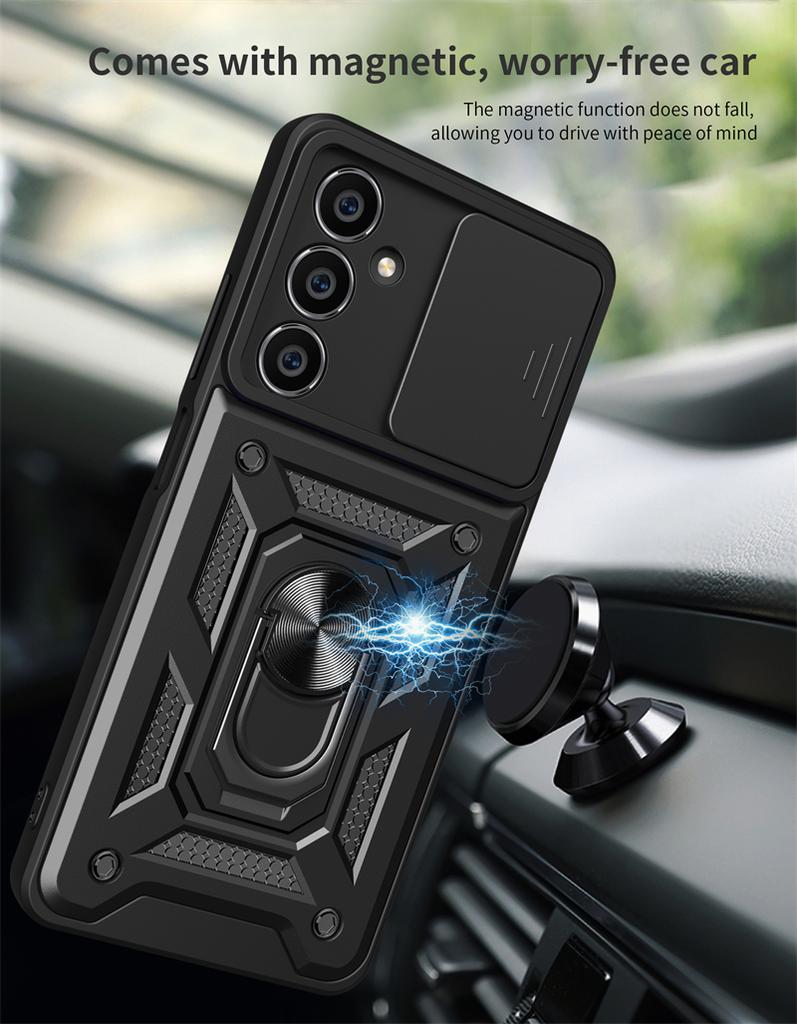 For Samsung Galaxy S23 FE S23FE Case Slide Camera Armor Phone Case For Samsung S23 Fe S23 FE Car Magnetic Holder Ring Back Cover