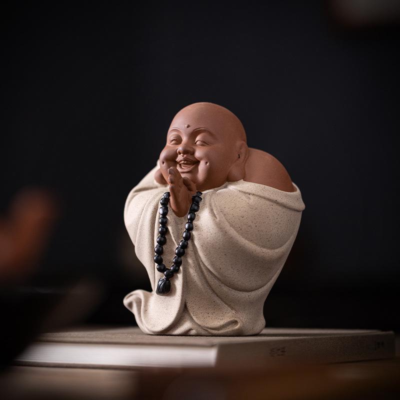 Creative Purple Sand Maitreya Tea Pet, Foyer, Antique Shelf, Attracting Wealth, Smiling Face Buddha Tea Room Decoration