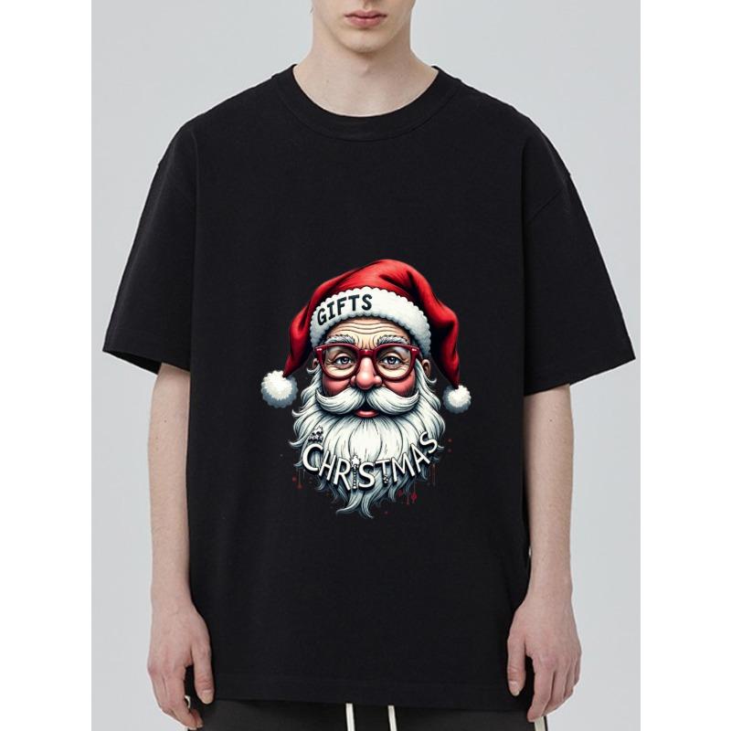 

Christmas T Shirt Black Santa Claus with Glasses and Gifts Text Holiday Party Wear XXXXL чёрный