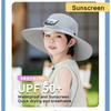 Chapeau de pêche solaire réglable pour enfant Chapeau avec ventilateur de refroidissement Chapeau de randonnée Camping Grands bords Casquettes solaires Casquettes de trekking d'extérieur gris clair