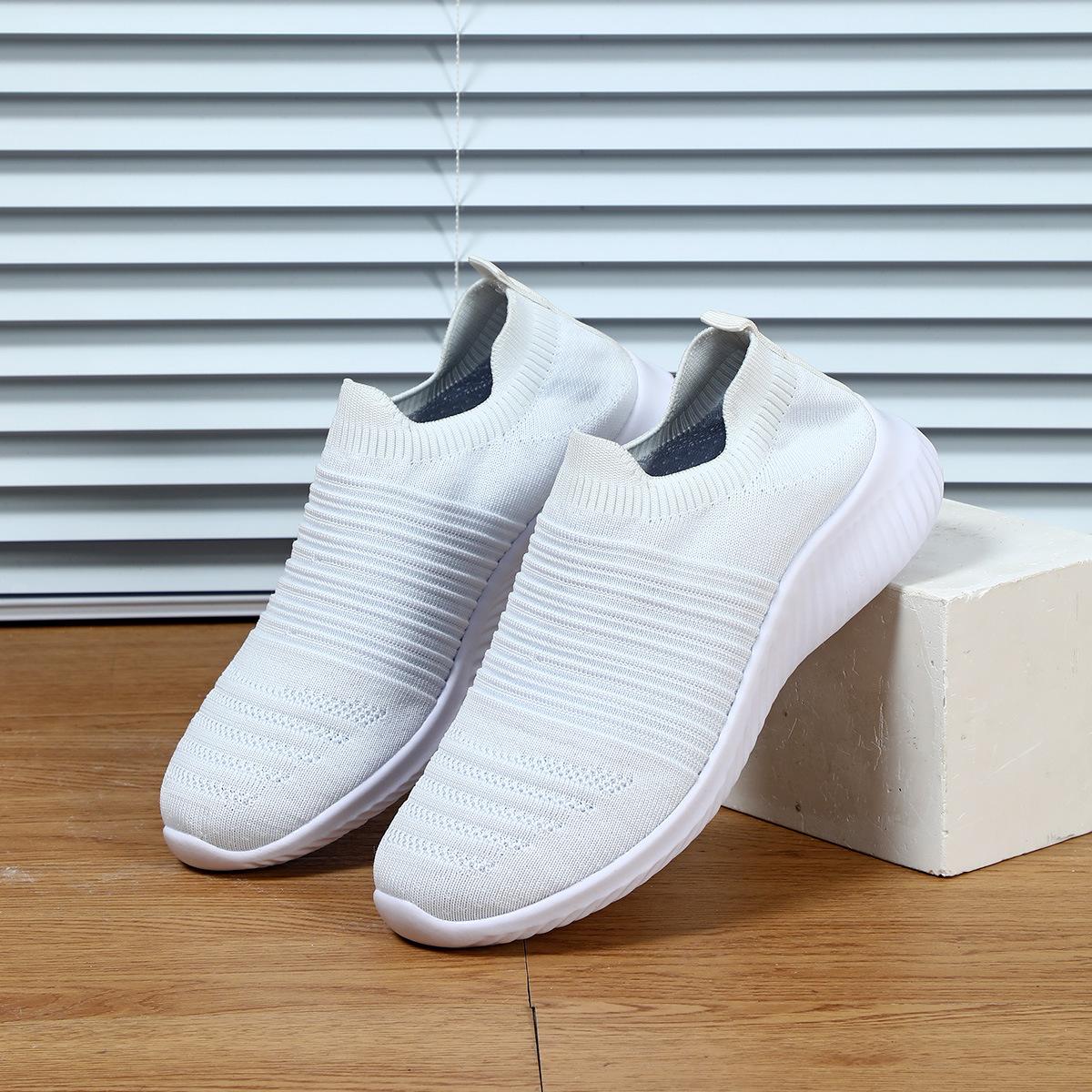 

Flying woven casual shoes soft sole comfortable and lightweight running shoes sports 45 білий