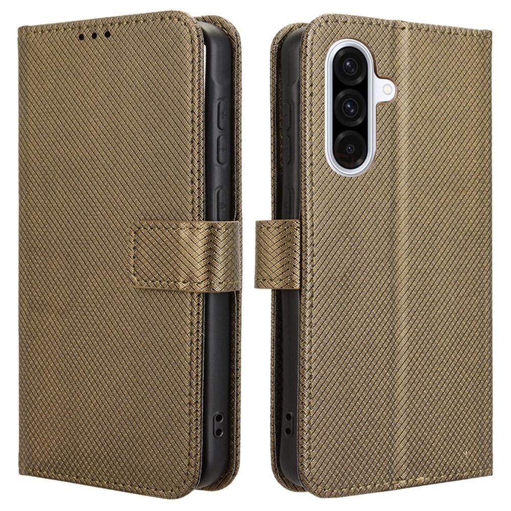 

For Samsung Galaxy A56 5G Case PU Leather Diamond Texture Wallet Phone Cover Brown