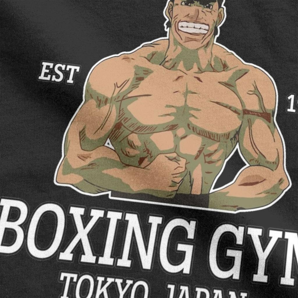 Men T-Shirt Kamogawa Boxing Gym Takamura Funny Pure Cotton Tees Hajime No Ippo Anime T Shirt Crewneck Clothes Gift Idea