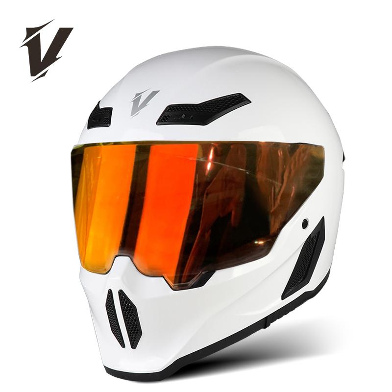 VGV Full Face Motorcycle Helmet Handsome Mecha Style Various Lenses Sunscreen Glare Protection Man Women ECE DOT Personalities