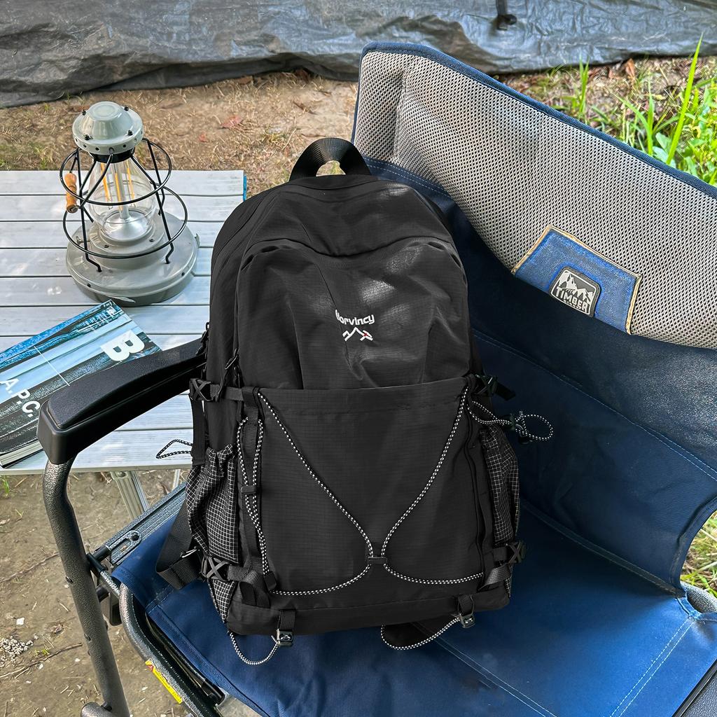 Schoolbag Khaki Plaid Outdoor Functional Hiking Backpack Couple Outdoor Camping Portable Multi-Hanging Lightweight Backpack