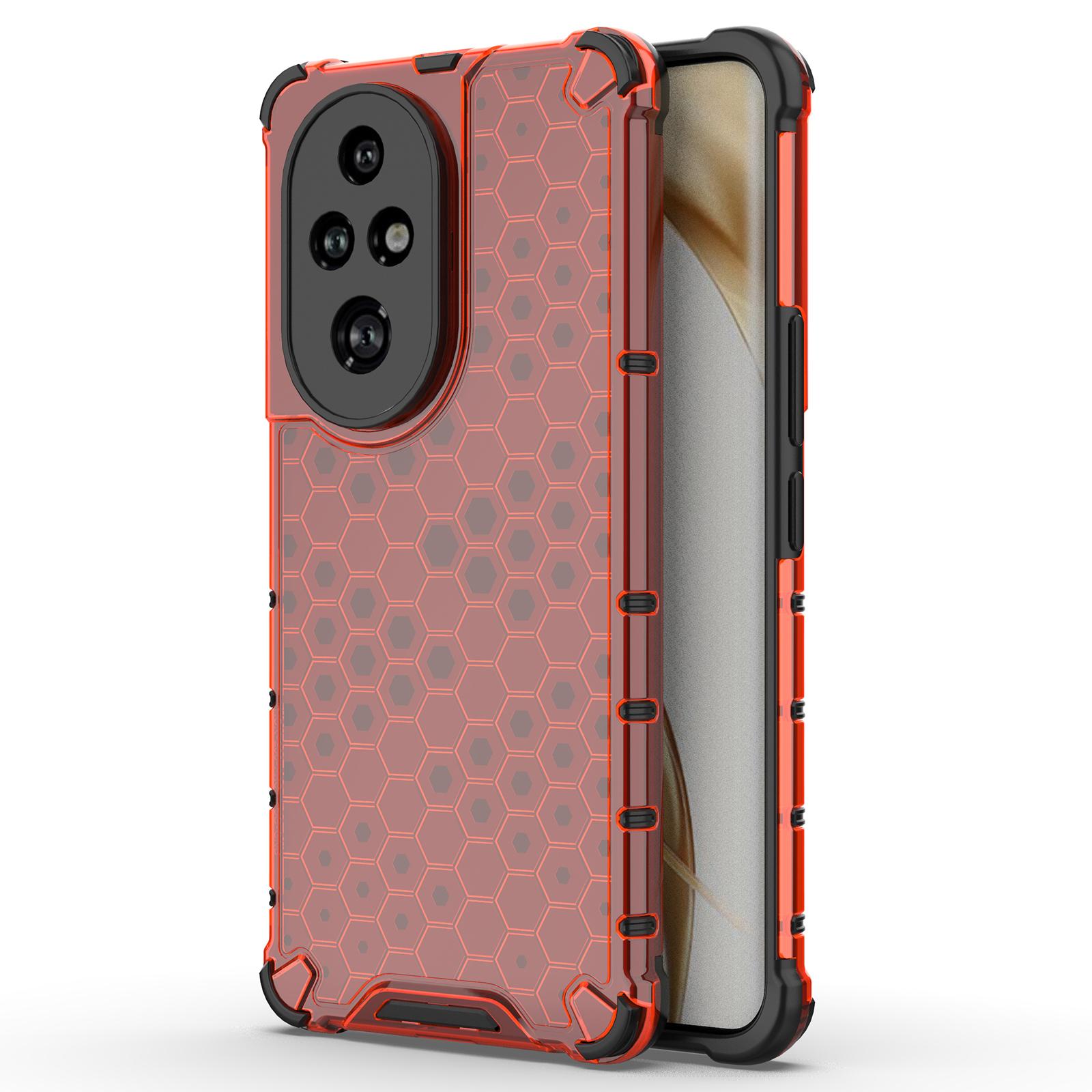 

For Honor 200 Pro 5G Case PC+TPU Phone Cover Honeycomb Shape Red