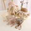 Elegant Summer Kids Straw Hat with Lace Wide Brim Cute Breathable Sun Hat Shoulder Bag for Girls Beach Outdoor Sunscreen