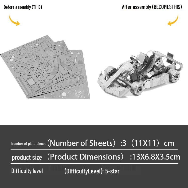 

Mad Model Набор для сборки 3D пазла из нержавеющей стали «Карт» - Клей не требуется