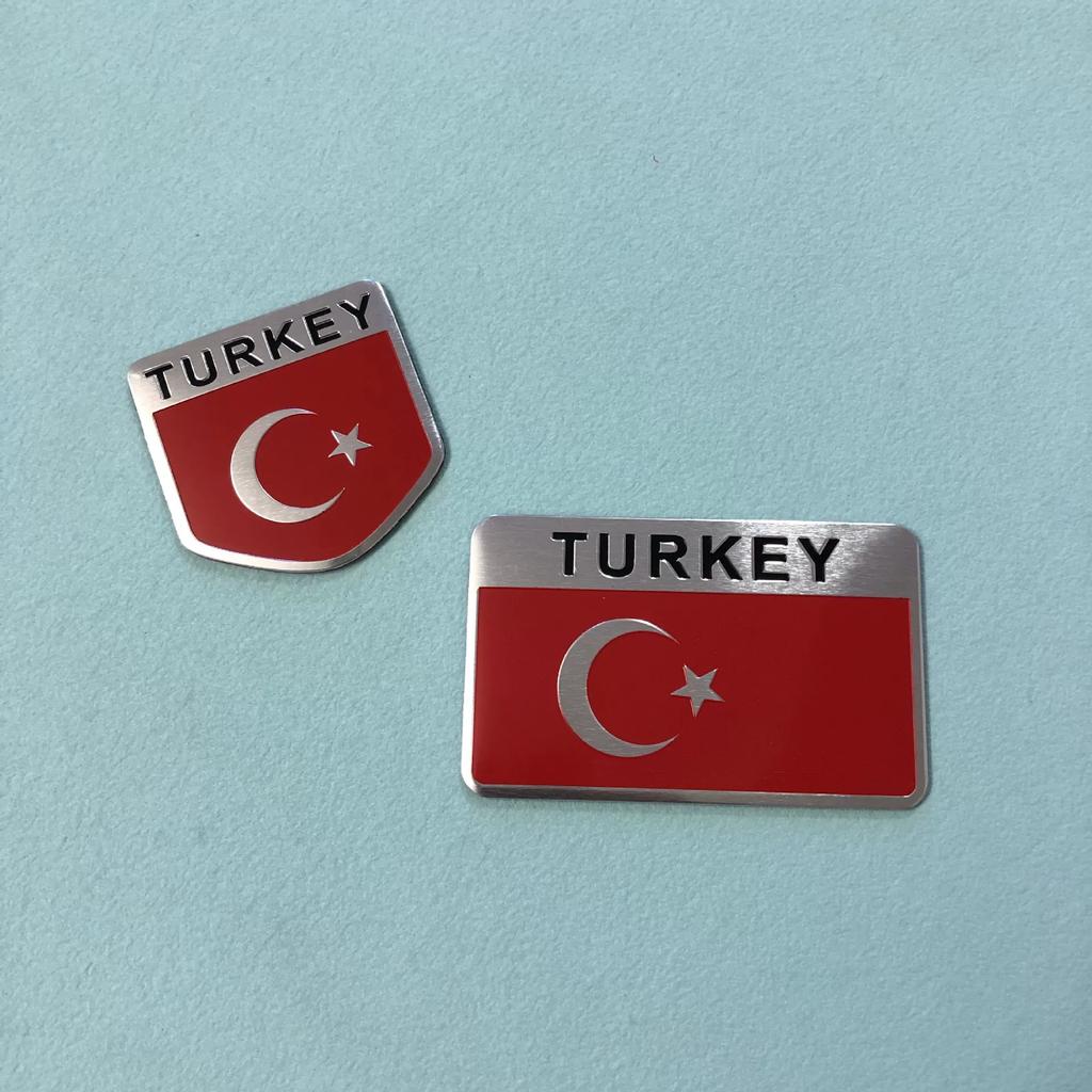 Turkish Flag Car Sticker, Indonesian National Logo Metal Sticker TURKEY Indonesian Car Decoration Aluminum