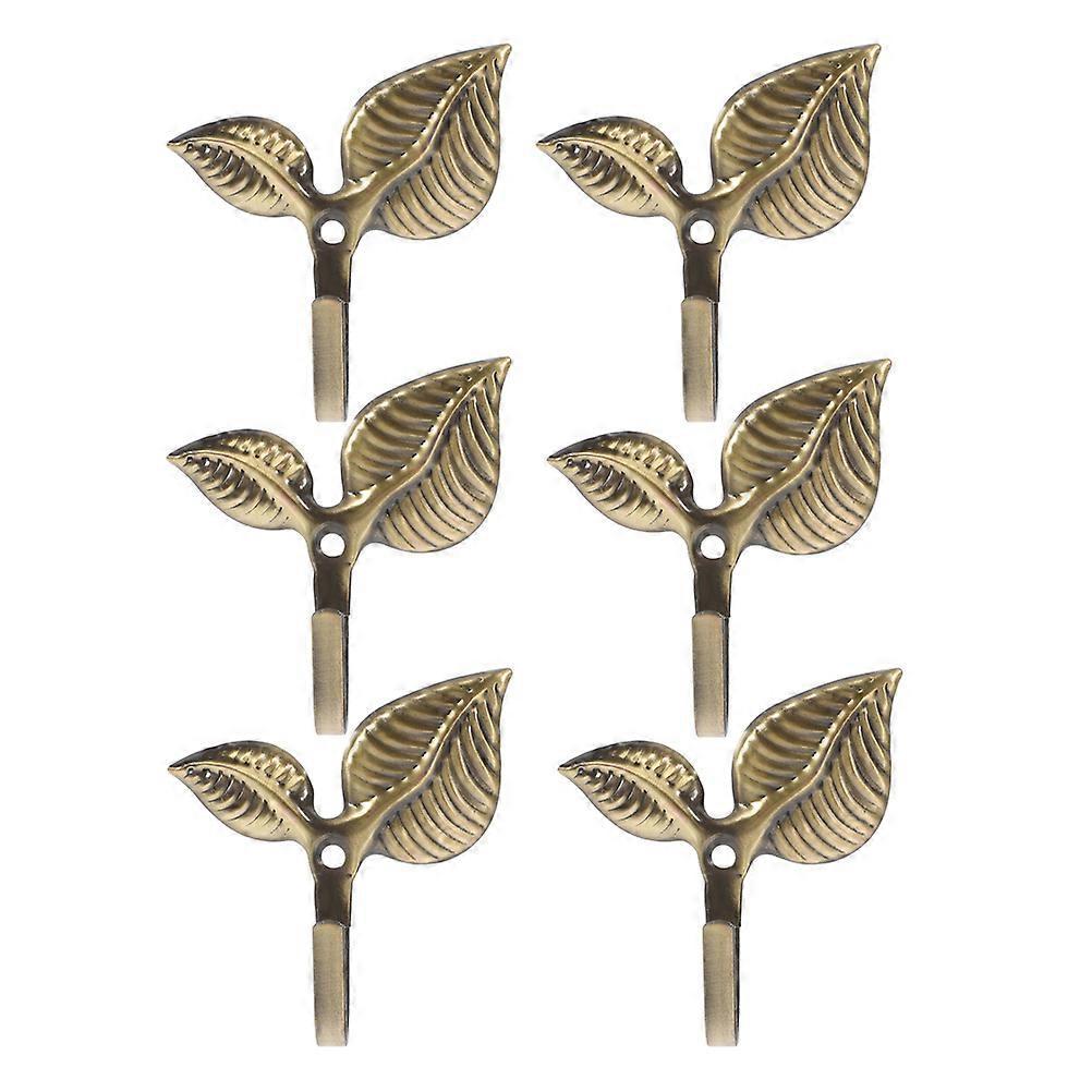 Vintage Leaf Metal Hooks for Storage 6Pcs Decorative Wall Mounted Coat Rack