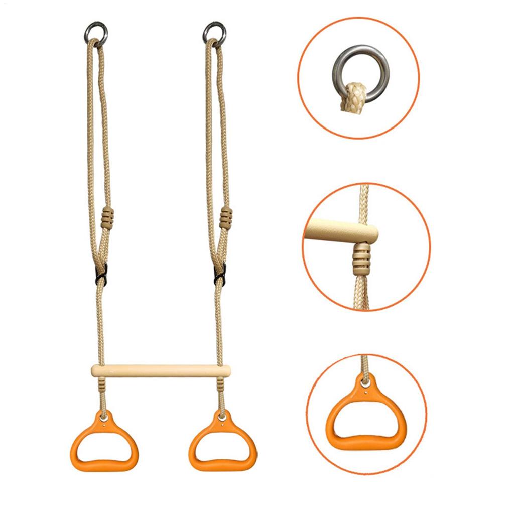 Swing Set Trapeze Bars Playground Equipment Rings Bar Ergonomic Sensory Rings Game for Children Kids Adults Indoor Playtime